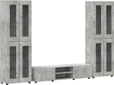 Produktbild von TV-Schrankset mit Regal FLORIN 3 pcs Beton Grau Holzwerkstoff