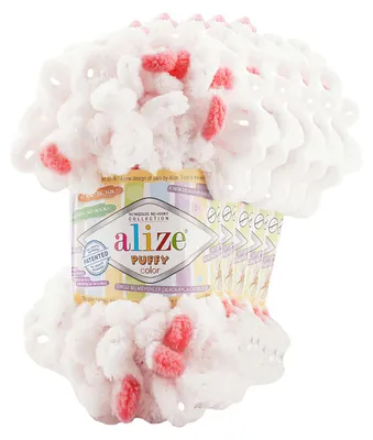5 x 100g Strickgarn ALIZE Puffy Color, 100% Polyester, 6490