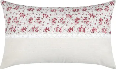 Image de STOF | Coussin de canapé - Coussin décoratif - GINNY - 30x50 cm - Fleurs rouges - Charme rustique - Design romantique