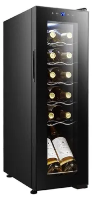 Produktbild von Cecotec CoolCrystal, Weinkühler mit Kompressor, Freistehend, 12 Flasche(n), G, Innenbeleuchtung, Schwarz