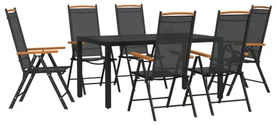 Obrázok produktu pre vidaXL 7-dielny záhradný jedálenský set čierny hliník