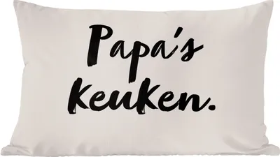 Produktbild von MuchoWow® Zierkissen Sofakissen Wohnzimmer Dekokissen 60x40 cm Taupe - Papas Küche - Zitat - Kopfkissen - Polster mit Foto