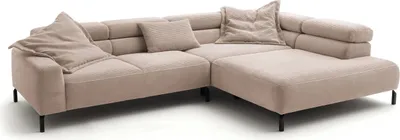 Produktbild von KAWOLA Sofa DELIA Ecksofa Cord taupe mit motorischem Sitzvorzug Recamiere rechts