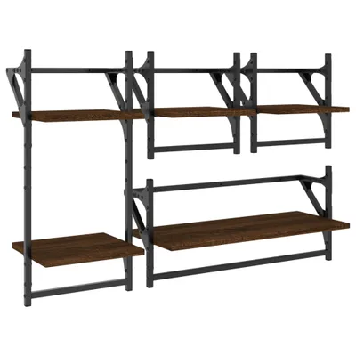 Immagine prodotto di vidaXL Set di scaffali da parete in 4 pezzi con aste in rovere marrone