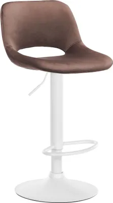 Produktbild von CLP Barhocker Camden Samt drehbar und höhenverstellbar braun Material Gestell Metall matt weiss