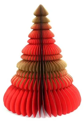 Only Natural – Wabenpapier-Weihnachtsbaum – Mehrfarbig / Rot / Gold – 45 cm – Ansicht 1