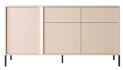 Produktbild von Kommode Sideboard Dast 153x39,5x81cm beige 3-türig mit LED-Beleuchtung