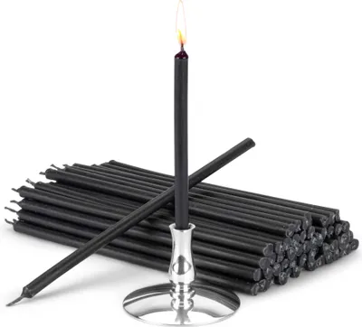 Produktbild von Kerzenhalter mit 200g Altarkerzen schwarz Tropffrei L 15cm Paraffinwachs 40022