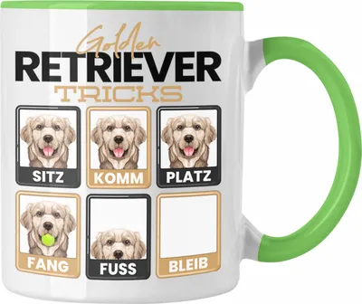 Produktbild von Trendation - Golden Retriever Besitzer Tasse Geschenk Lustiger Spruch Geschenkidee Golden Retriever Tricks Bleib (Grün)