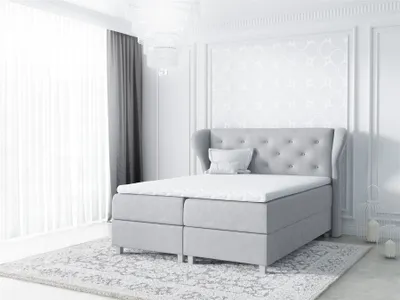 Produktbild von Boxspringbett Schlafzimmerbett ARIANNA 180x200cm Stoff Hellgrau