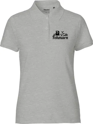Produktbild von Huuraa Damen Polo Shirt Fehmarn Strandmotiv XL Sport Grey Bio Baumwolle Fairtrade Poloshirt Geschenkidee