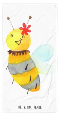 Produktbild von Mr. & Mrs. Panda Handtuch Biene Blume - Weiß - Geschenk, Duschtuch, Strandtuch, Duschhandtuch, Frottee-Handtuch, Badehandtuch