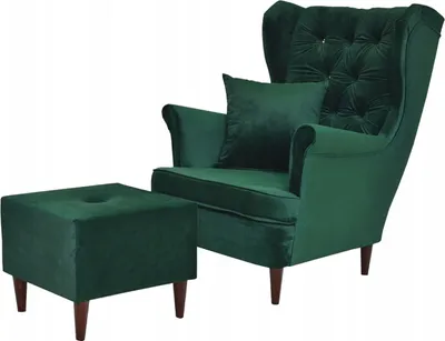 Produktbild von Family Meble Ohrensessel mit Hocker Gaja Relaxsessel Skandinavisch Bequemer Sessel Loungesessel Fernsehsessel Wohnzimmer Schlafzimmer Büro (ROYAL 25)