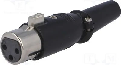 Obrázok produktu pre 1x Konektor pre káble, samica, rovný, pozlátený, s 3 pinmi
