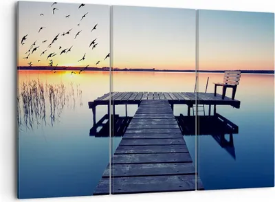 Produktbild von Bild auf Leinwand - Leinwandbild - See Brücke - 105x70cm - Wand Bild - Wanddeko - Wandbilder - Leinwanddruck - Bilder - Kunstdruck - Wanddekoration - Leinwand bilder - Wandkunst - CE105x70-3698