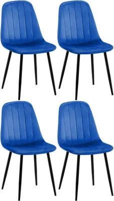 Immagine prodotto di set di 4 sedie da pranzo - rivestimento in velluto - elevato comfort di seduta | colore: blu