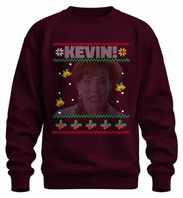 Imagen del producto de Kate McCallister, Kevin Alone at Home - Suéter navideño feo, regalo uni, color burdeos, talla XXL