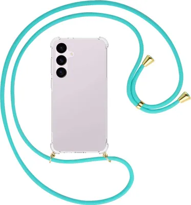Produktbild von Handykette Backcover-Schutzhülle mit Band (Metall goldfarben) für Samsung Galaxy S24 Plus - türkis