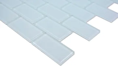 Produktbild von Handmuster Mosaikfliese Transluzent weiß Brick Glasmosaik Crystal weiß BAD WC Küche WAND MOS66-0102_m
