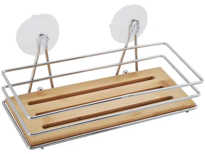 Produktbild von MSV Duschablage - Bambusholz - Metall - 27 x 12 x 10 cm