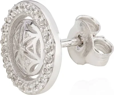 Produktbild von Einzelohrstecker Blume des Lebens 925 Silber Anlaufschützt 10mm Zirkonia Ohrring