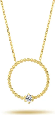 Produktbild von Ring Anhänger Halskette Diamant Brillant-Schliff in 14 Karat Gelbgold