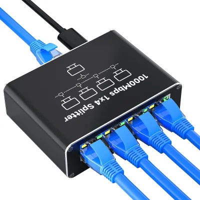 Image de 4 Port LAN Splitter 1 vers 4 Gigabit Ethernet Switch Port Câble réseau Distributeur