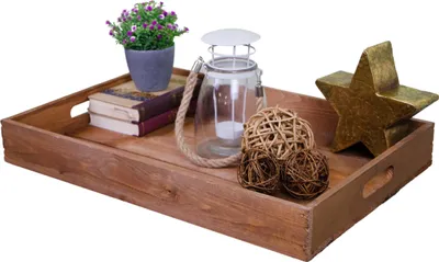 Produktbild von Serviertablett in braun 60x40x8cm Holztablett Frühstückstablet Bartablett