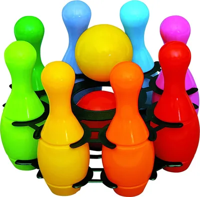 Immagine prodotto di Mini bowling per bambini in un cestino 8 birilli e 2 palle