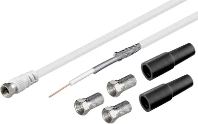 Image de 10x Goobay 51625 Kit câble d'antenne coaxial 100 dB, 20 m - câble de raccordement LNB doublement blindé avec connecteurs F