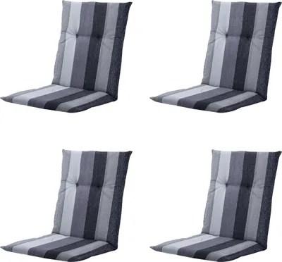 Produktbild von Madison - Gartenstuhlauflage Niedrige Rückenlehne Victoria grau - Ca. 105x50 cm - 4er-Set