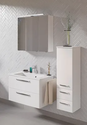 Produktbild von Badezimmer Set inkl. LED Aufbauleuchte TRENTO-66 in weiß Glanz, B/H/T: ca. 122/200/50 cm