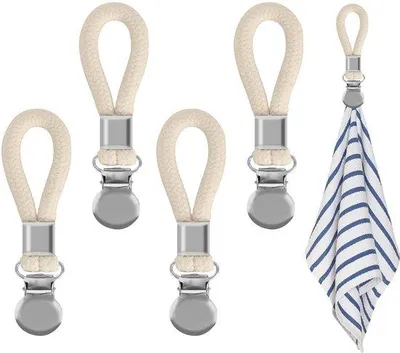 Image de Lot de 5 pinces à serviette Katoen, blanc et beige