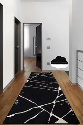 Zdjęcie produktu dla Conceptum Hypnose, Broken- Broken Black 80X120CHL, czarny dywan z krótkim włosiem, 80 x 120 cm, 50% aksamit / 50% poliester