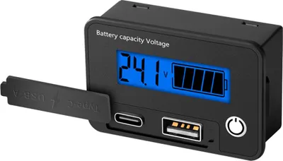 Produktbild von Digitales Zweileiter-Spannungsmessgerät 8-30VDC Batteriekapazität Spannungsprüfer Typ-C USB-A Spannungsmessgerät mit zwei Ausgängen, digitaler Anzeige, Unterspannungsalarm und Stromausfallspeicherfunktionen