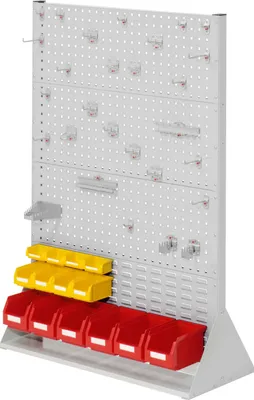 Produktbild von Kappes ®RasterPlan Stellwände doppelseitig Größe #4 - 6x Lochplatten 2x Schlitzplatten 1x Zubehörsortiment 42-teilig Lichtgrau RAL 7035