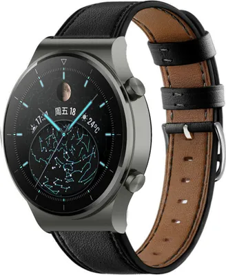 Produktbild von Strap-it Huawei Watch GT 2 Pro Lederarmband (Glattes Schwarz)