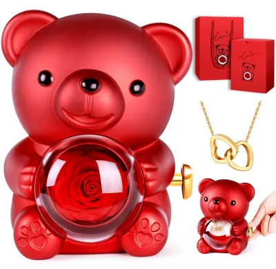 Produktbild von Ewige Rose – Geschenkbox mit Rosenkonfekt – Ein echtes Geschenk für Damen – Valentinstag – Muttertag – 360° drehbare Liebesuhr – Rosenkonfekt