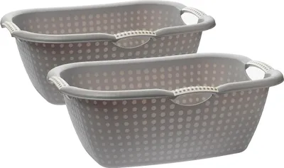 Produktbild von XXL Wäschewanne 2er Set mit Griffen, stabil, 28L, vielseitig nutzbar, grau