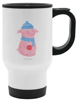 Produktbild von Mr. & Mrs. Panda Kaffeebecher To Go Schweinchen Glühwein - Weiß - Geschenk, Thermobecher Groß, Betrunken, Spruch, edelstahl, thermosbecher, Becher, Weihnachtsmarkt