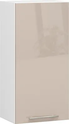Produktbild von Hängender Küchenschrank: eine Tür, zwei Einlegeböden, Farbe: weiß | Cappuccino-Glanz, Möbelmaße: B: 40 cm, H: 72 cm, T: 30 cm