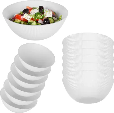 Zdjęcie produktu dla KADAX Miska sałatkowa 20 cm, zestaw 6 sztuk, biała miska ze szkła opalowego, idealna jako miska do musli, zupa, sałatka, deser lub do serwowania potraw (biała)