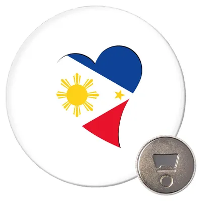 Produktbild von Huuraa Magnet Philippinen Flagge Herz 59mm Kühlschrankmagnet rund Flaschenöffner Geschenkidee