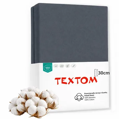 Produktbild von TEXTOM Jersey Spannbettlaken 100% Baumwolle 90x200 cm Grau für Matratzen bis 30 cm Steghöhe