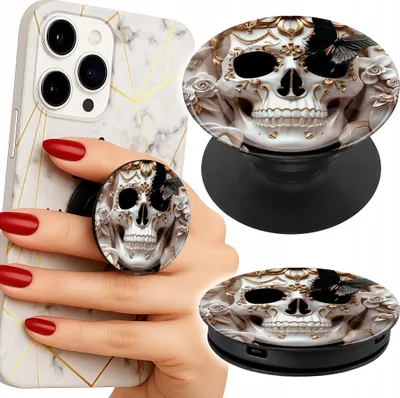 Zdjęcie produktu dla Uchwyt Do Telefonu Popsocket Na Palce/Stojak Kobiece Wzory Czaszka Motyl