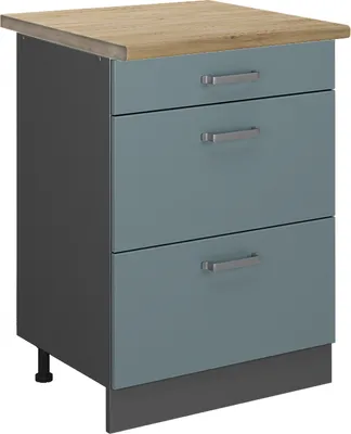 Image de Meuble cuisine Vicco R-Line Bleu-gris 60cm avec tiroirs, PT Chêne, Model 45975