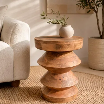 Produktbild von Massivholz Beistelltisch KITAR-C 50cm Mangoholz natural Handmade