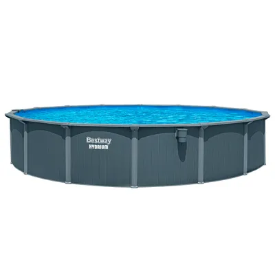 Produktbild von Bestway® Hydrium™ Stahlwandpool Komplett-Set mit Sandfilteranlage Ø 732 x 132 cm, Holz-Optik (Grau), rund