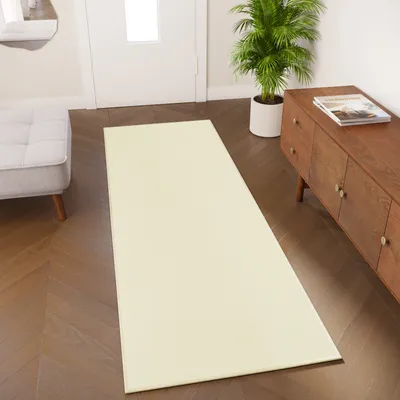 Produktbild von Läufer Kurzflor Indoor Outdoor Creme Einfarbig Wohnzimmer Schlafzimmer Balkon Küche Modern 100 x 430