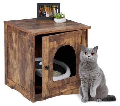 Produktbild von Katzentoilette Abdeckung Katzenklo Schrank - Braun - Industrial Stil - 50 x 48 x 50 cm - Verdecktes Katzenklo